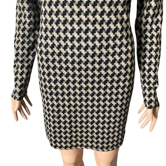 Lulus Cool Girl Status Mini Dress Medium Black Print Mock Neck Long Sleeve - Picture 10 of 13